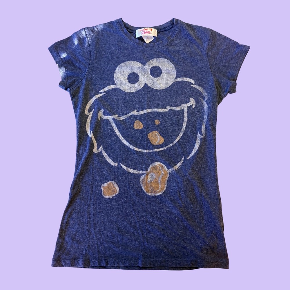 Y2K Mighty Fine Sesame Street Cookie Monster Graphic Tee Scene #18